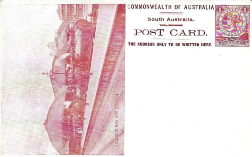 1908 South Australia 1d unused Railway Picture Stationery maroon
