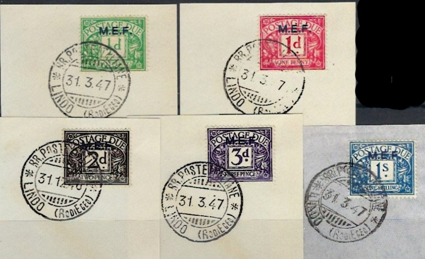 1942 MEF Greece Rhodes Rodi Postage Due used Set