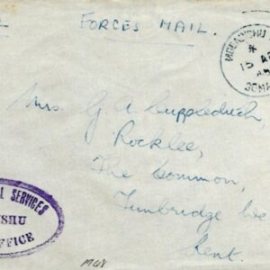 1945 MEF Somalia Forces Mail Airmail cover to Kent