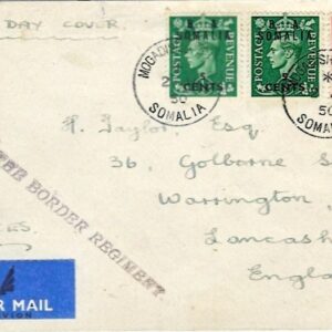 1950 MEF Somalia BA overprint Airmail to Lancashire