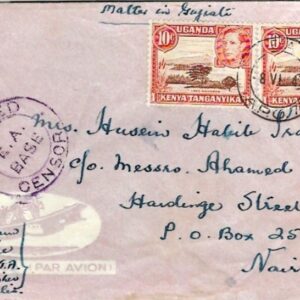 1943 MEF Somalia Mogadishu Censored APO74 to Kenya