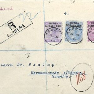 1903 Somaliland Berbera Registered Cover to Hungary