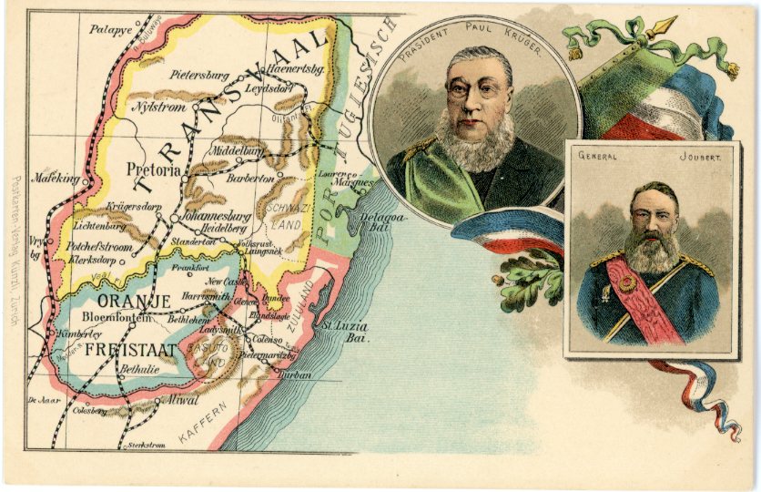 Boer War General Joubert President Kruger and Map
