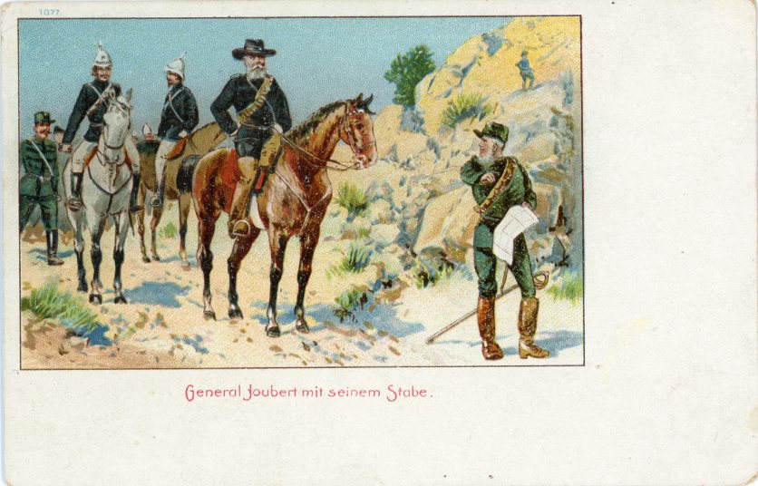 Boer War General Joubert and his staff Art postcard