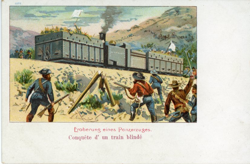 Boer War Capture of Armoured Train Art postcard