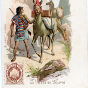 Bolivia Post with Llamas and Flag