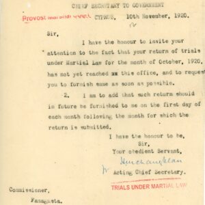 1920 Cyprus Famagusta Under Martial Law Marshal Court doc
