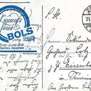 1925 Danzig Dutch Bols Distillery advertising card to Germany