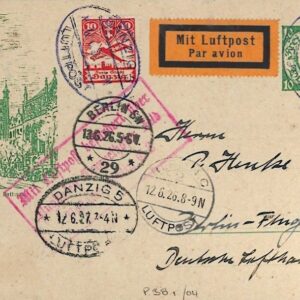1926 Danzig 10pf Picture Stationery Airmail to Berlin