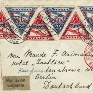 1933 Latvia Registered Airmail with Air Charity stamps to Berlin