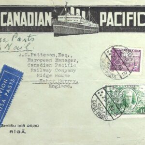1939 Latvia Riga Canadian Pacific illustrated to England