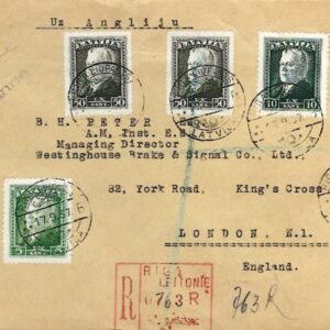 1937 Latvia Riga Registered to London