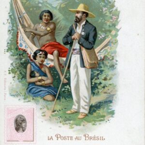 Brazil Flag Postman and Stamp