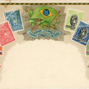 Brazil Embossed Flag and Stamps postcard