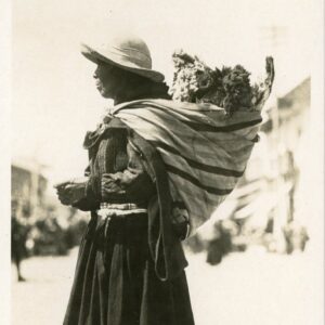 Peru Sicaya Indigenous Woman carrying Sheepskin