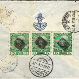 1911 Austria Lloyd Maritime cover to Alexandria