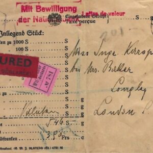1937 Austria Insured Registered Money Envelope to London