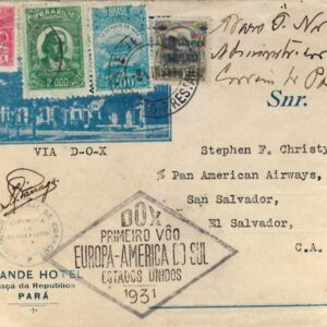 1931 Brazil DOX Air Mail Para Hotel cover to El Salvador