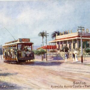 Brazil Santos Anna Costa Avenue watercolour postcard