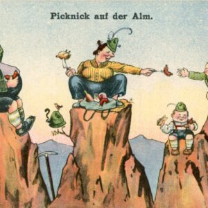 Austria Humour Comic Picnic on Alps Mountains