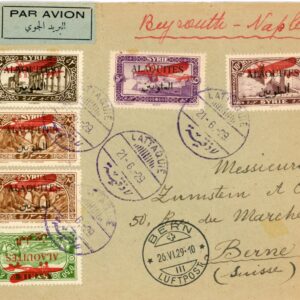 1929 Alaouites Airmail Latakia via Beirut Naples to Bern