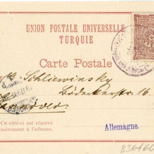 1898 Ottoman Palestine Jerusalem Jaffa TPO to Hannover