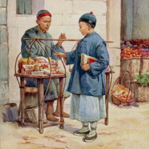 China On the Way to School art postcard