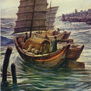 China Chinese River Life art postcard