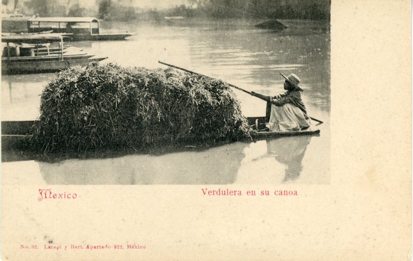 Mexico Vegetable Seller in Her Canoe