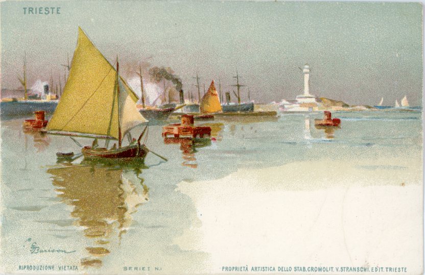 Italy Trieste Watercolour Postcard