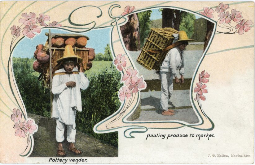 Mexico Pottery Vendor and Carrying Produce ed Hatton