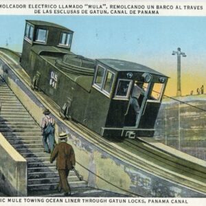 Panama Canal Electric Mule towing Ocean Liner