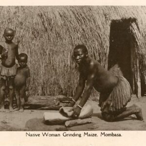 Kenya Mombasa Native Woman Grinding Maize