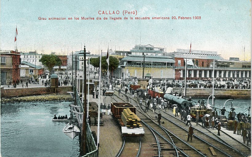 Peru Callao Docks 1908 visit of American Navy