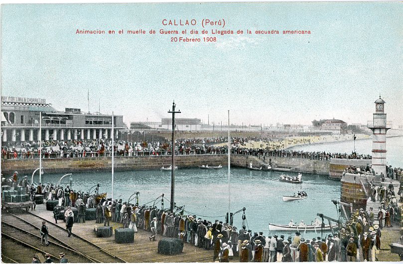 Peru Callao Docks 1908 visit of American Fleet