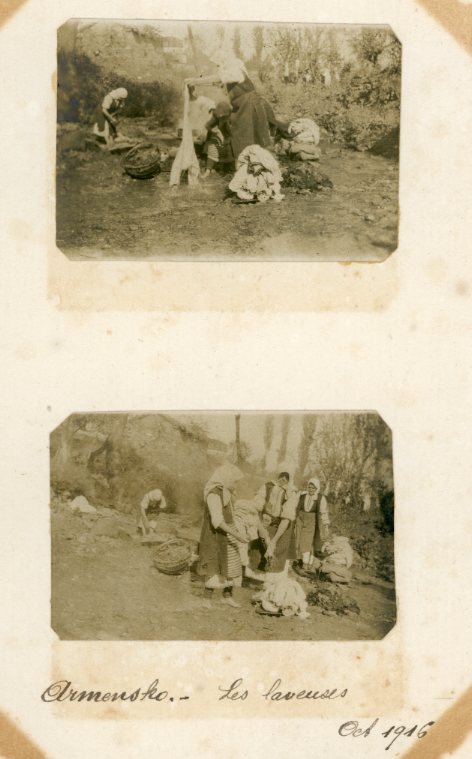 Greece Armensko or Alona Locals Washing two 1916 photos