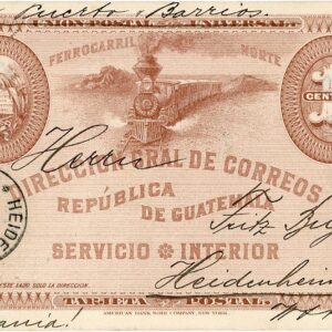 Guatemala 1c Northern Railway 1901 to Heidenheim