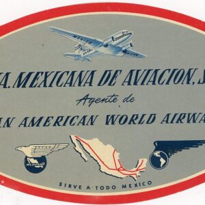 Mexico Pan America Agent Mexican Aviation Luggage Label