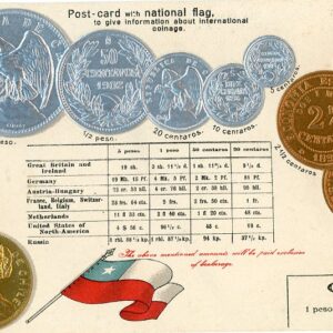 Chile large Flag and Coins embossed Postcard