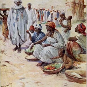 Nigeria Market Scene Art postcard