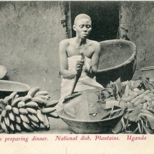 Uganda Woman Preparing Plantain Dinner