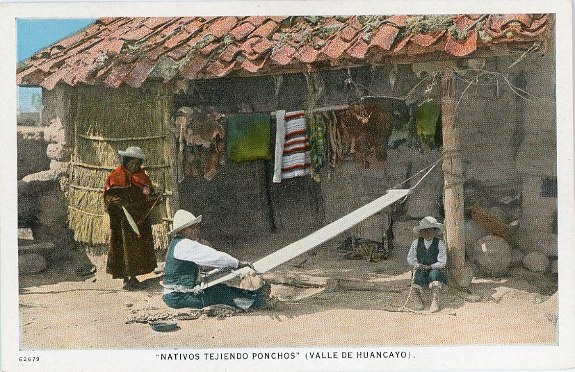 Peru Natives Weaving Ponchos Huancayo Valley