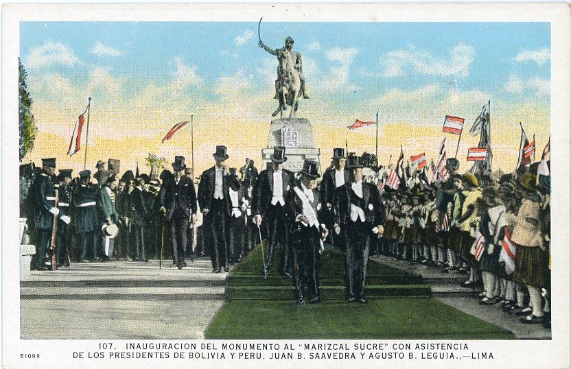Peru Inauguration of Mariscal Sucre Monument Bolivia and Peruvian presidents