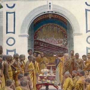 Ceylon Buddhist Priests in Shrine