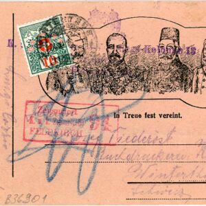 1916 Central Powers Formular Card FPO291 Postage Due to Winterthur