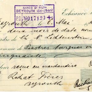 1930 Lebanon Beirut Banco di Roma cheque with Fiscals