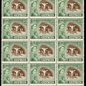 1955 Cyprus QEII 10m Block of 30 **