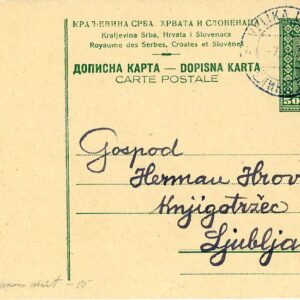 1930 Slovenia Velika Loka 50p Postal Card to Ljubljana
