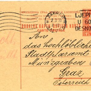 1930 Croatia Zagreb 1 1/2d Postal Card to Graz