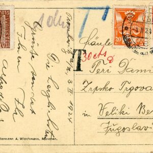 1924 Czechia Jablonec nad Nisou Postage Due at Veliki Beckerek